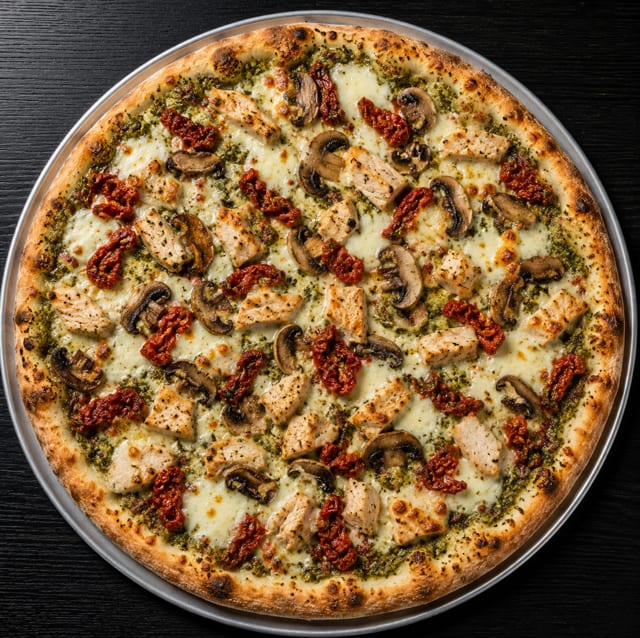 Small Pesto Chicken Pizza.